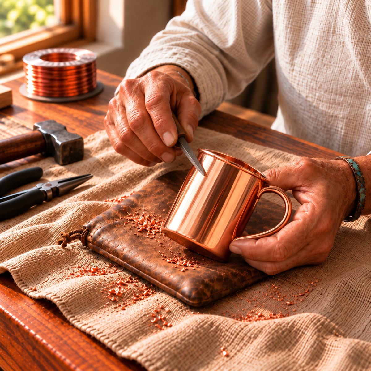 Hammered Copper Mule Mugs – 400ml Set of 2