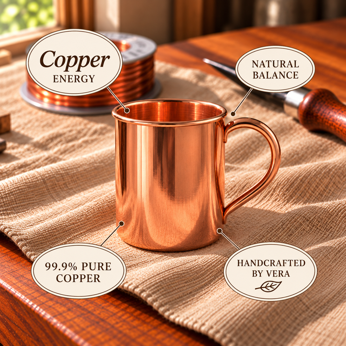 Hammered Copper Mule Mugs – 400ml Set of 2