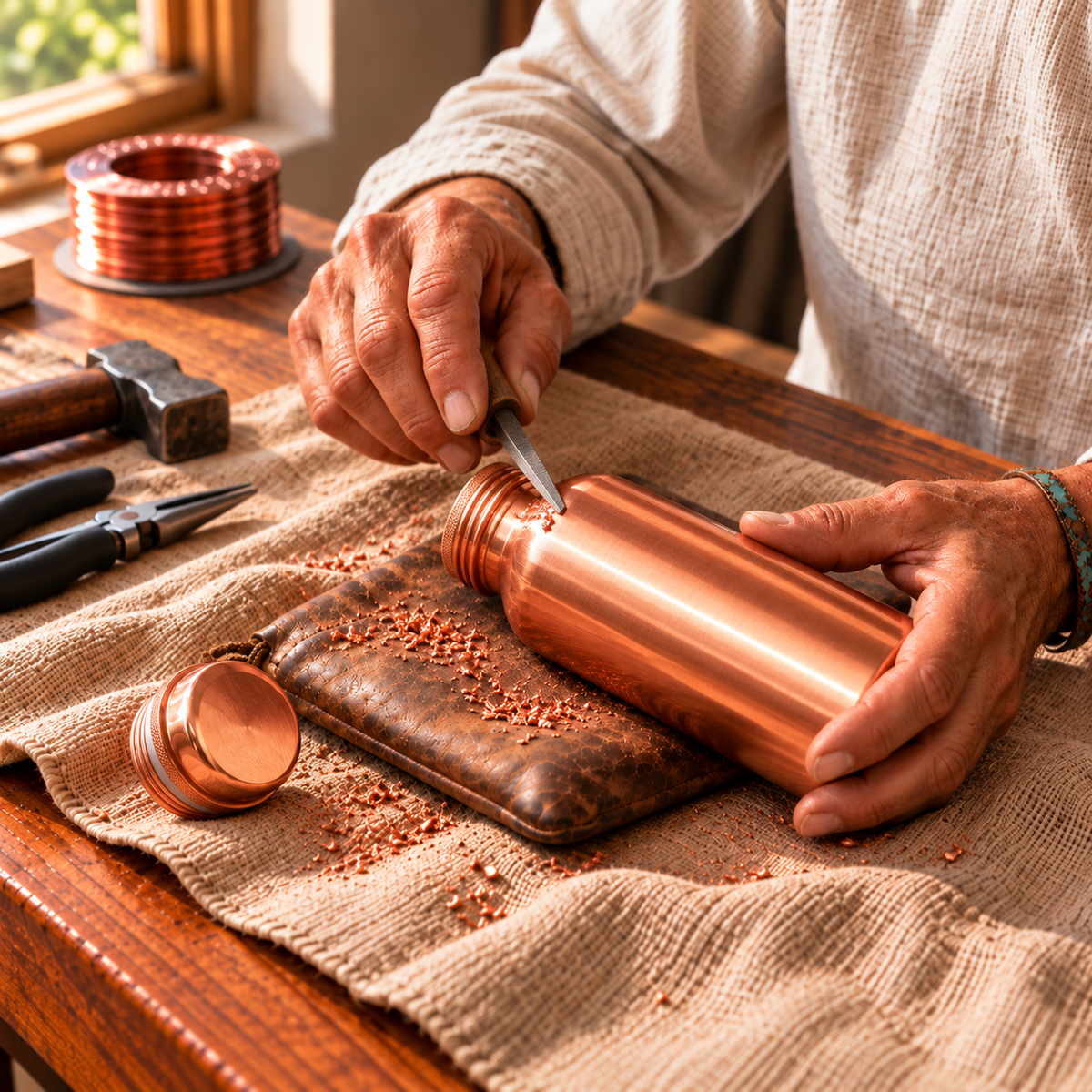 Elegant Pure Copper Water Bottle