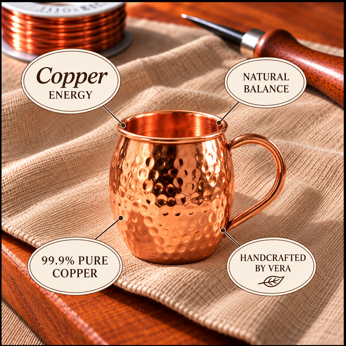 Elegant Copper Bottle – 900ml