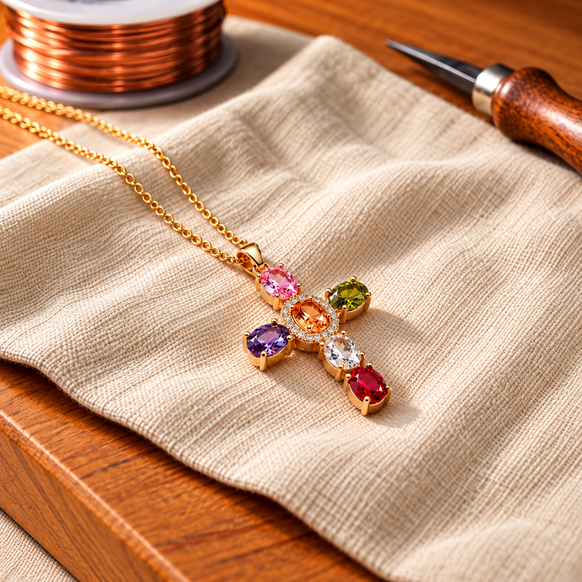 Cross Zircon Pendant with Chain