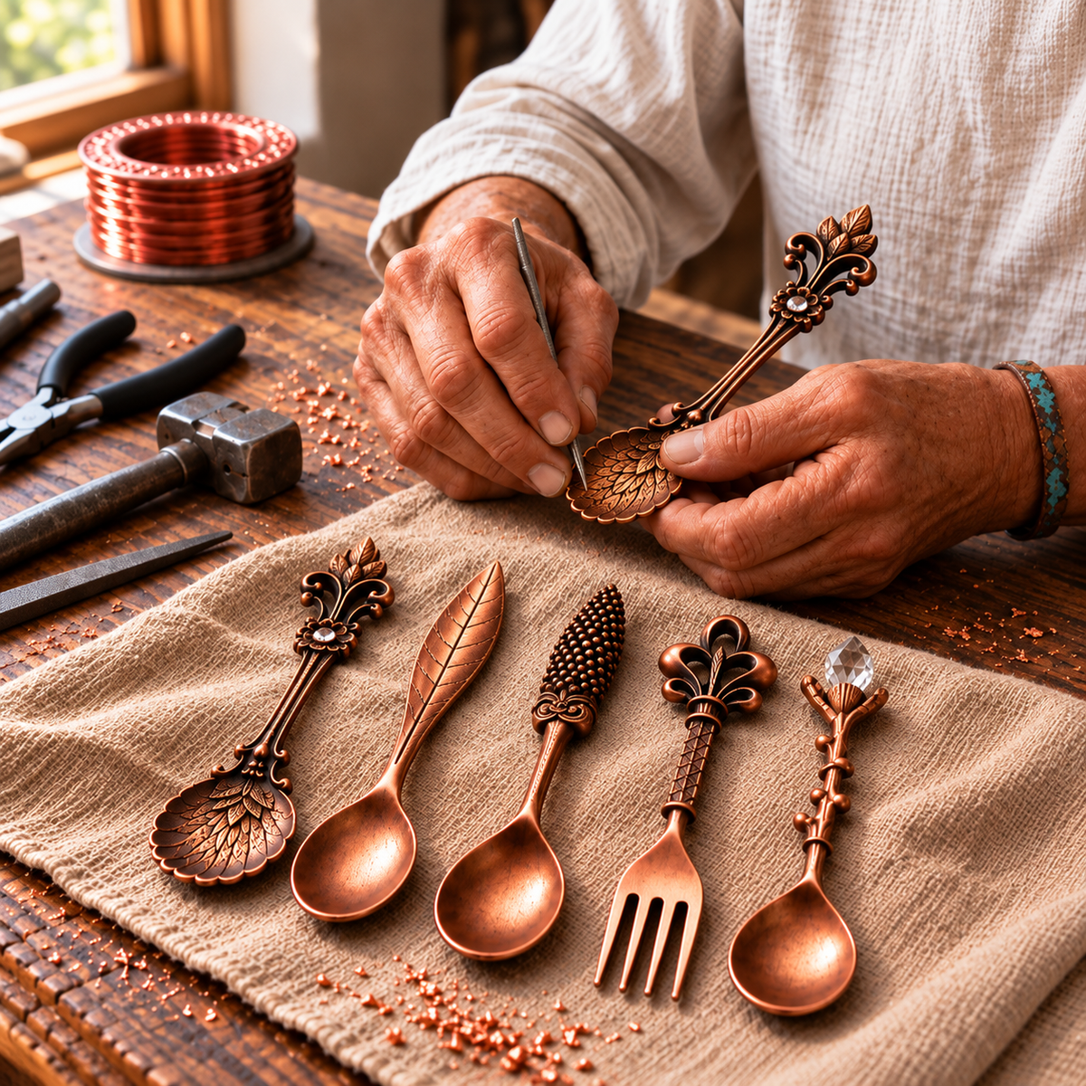 Copper Cutlery Set